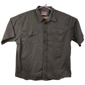 Wrangler Flex For Comfort Button-Up Shirt Men's Size XL Gray Short Sleeve